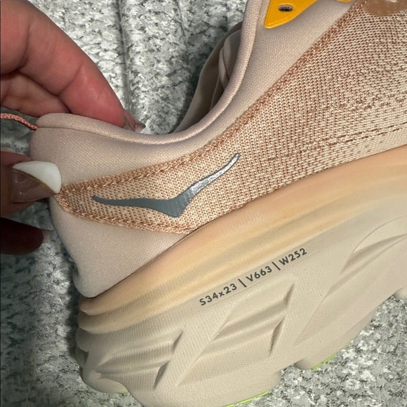 Hoka Bondi 8 - size 9.5 WIDE - Women's Beige and Neon Green Athletic Shoes - Picture 5 of 8